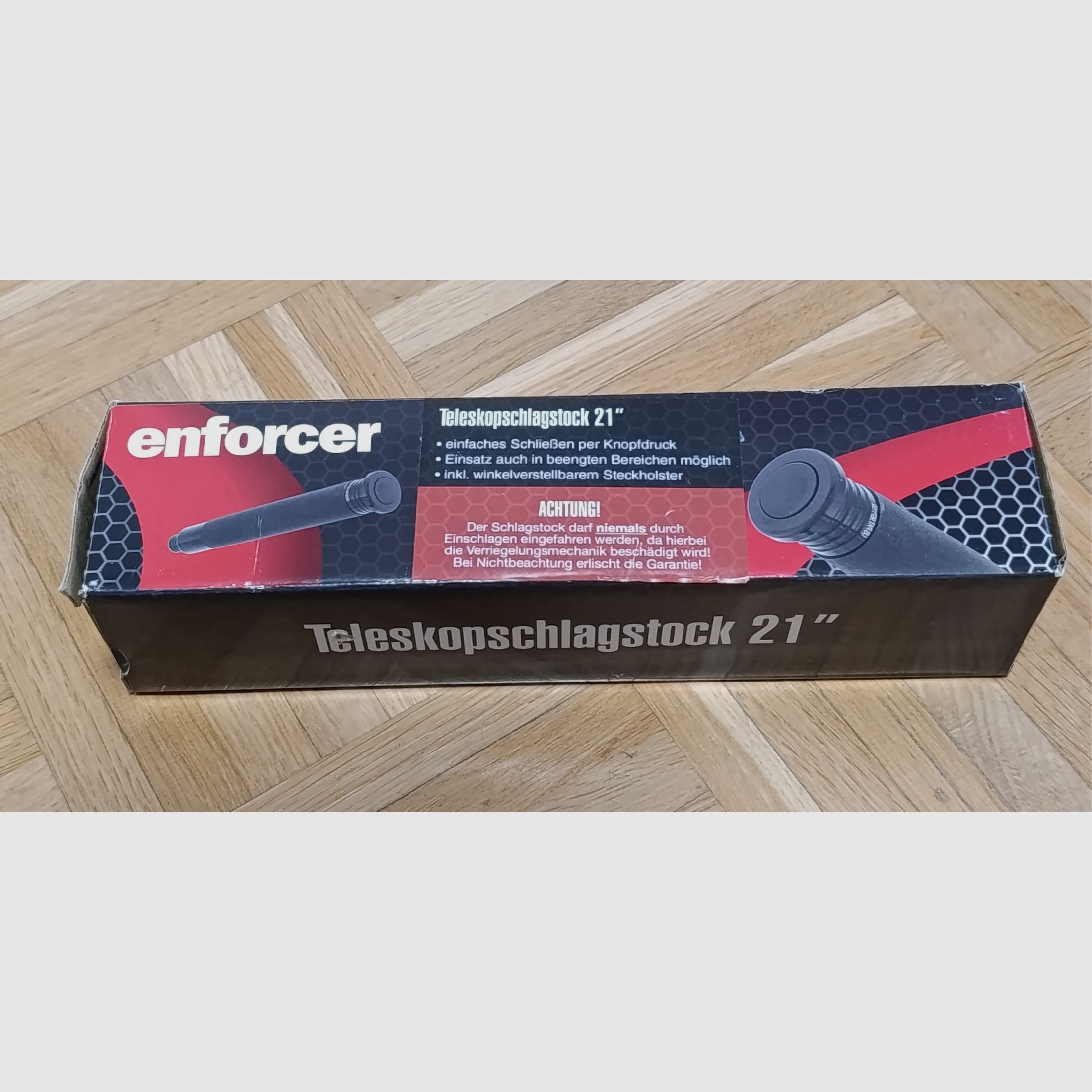 enforcer Teleskopschlagstock 21" mit Druckknopf schwarz inkl. 360° Holster