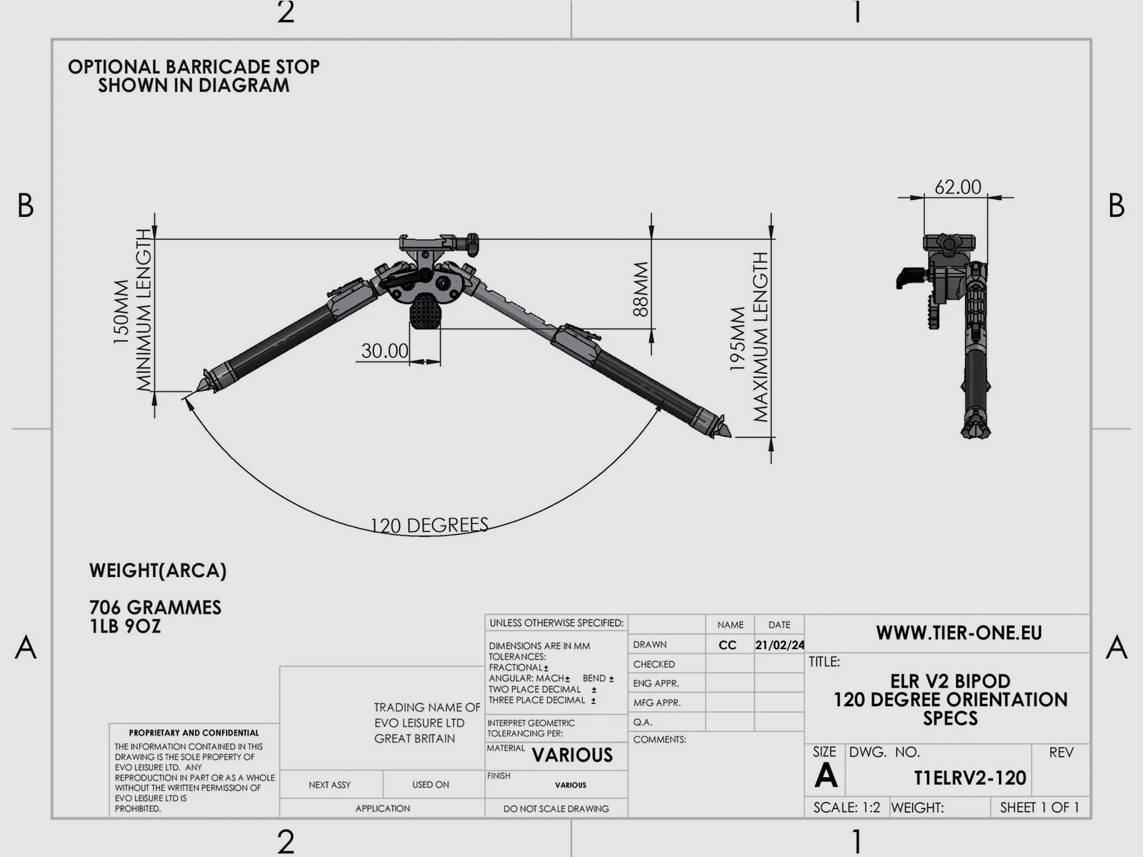 Tier One ELR Bipod V2, Bild 2 von 5