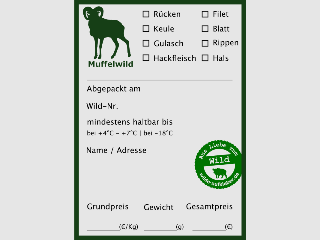 Wilde Aufkleber Typ Muffelwild