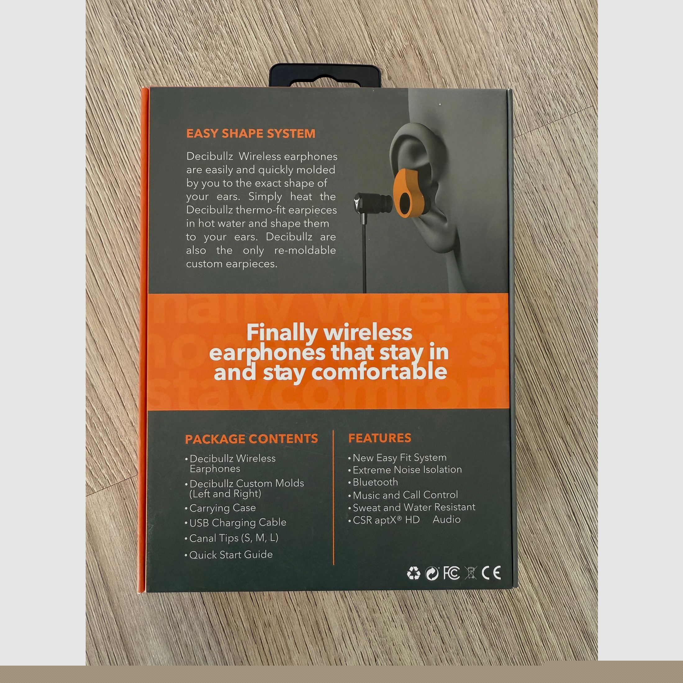 Gehörschutz elektronisch DECIBULLZ Wireless Orange anpassbar