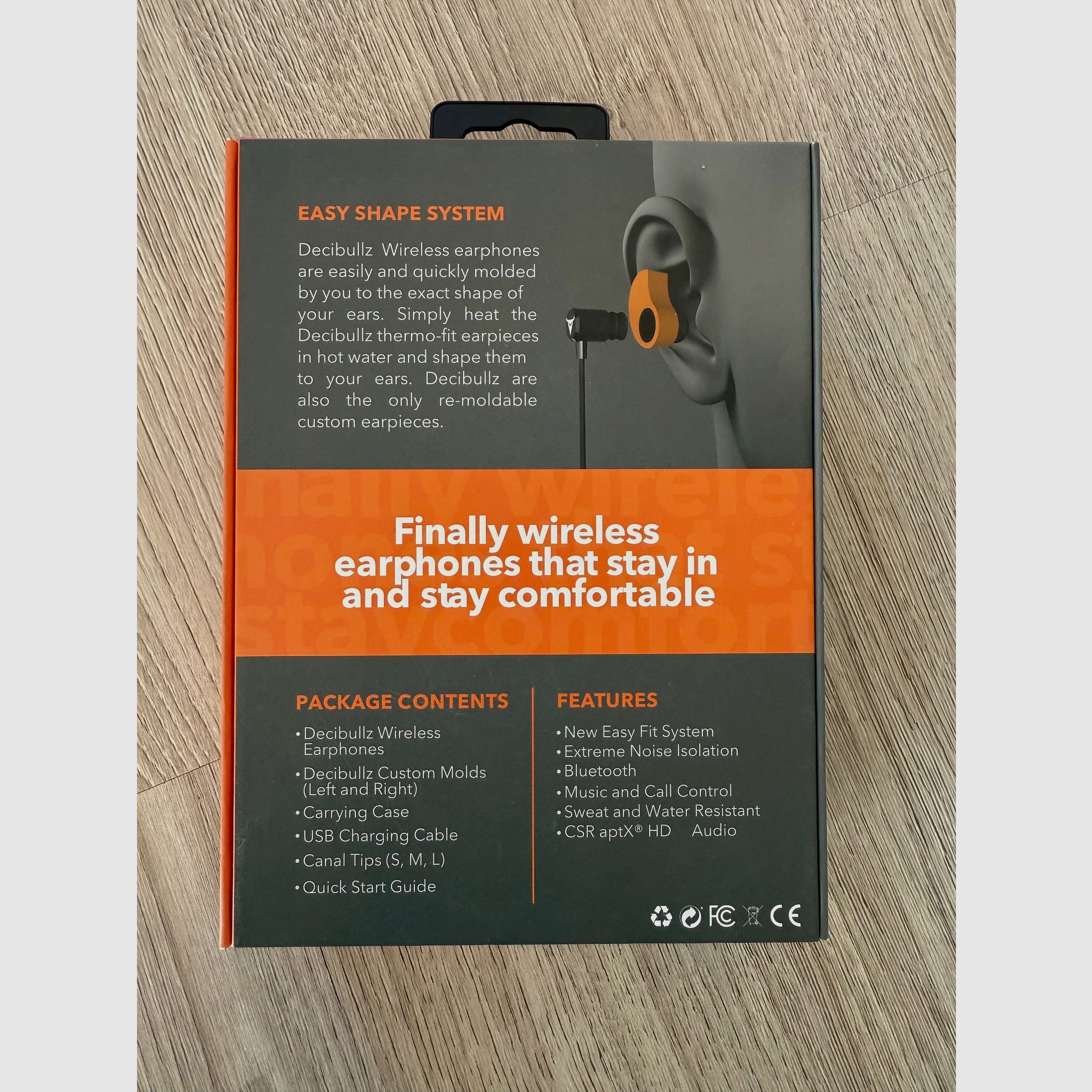 Gehörschutz elektronisch DECIBULLZ Wireless Orange anpassbar