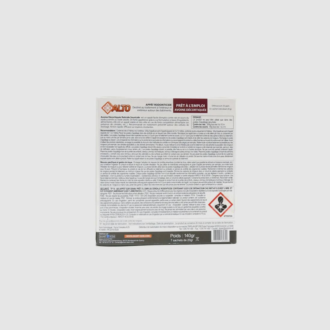 Raticide souricide Cibles Alto avoine au difénacoum 25 ppm – 140 g, image 4 sur 5