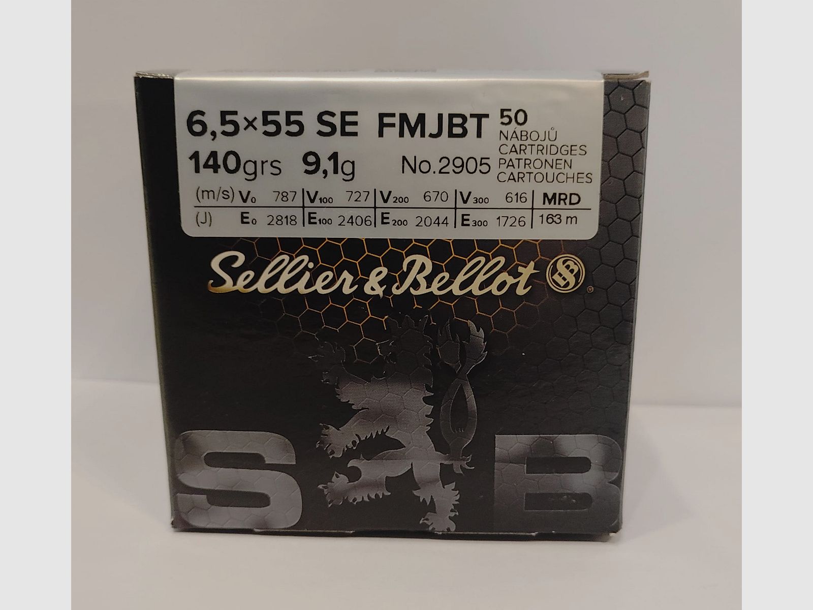 Munizioni Sellier&Bellot 6,5x55 SE FMJBT 9,1 g/140 gr, confezione da 50 pezzi