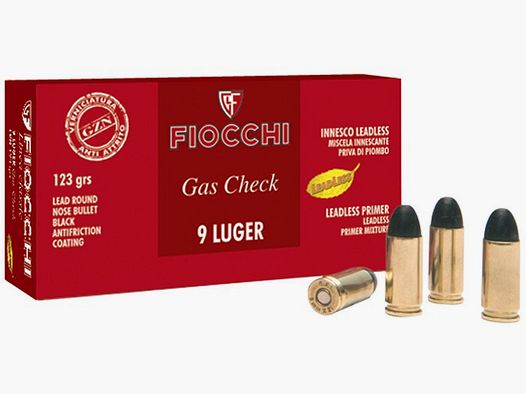 Munitions FIOCCHI – 9mm. Para. – 123 grains – plomb GAS-CHECK