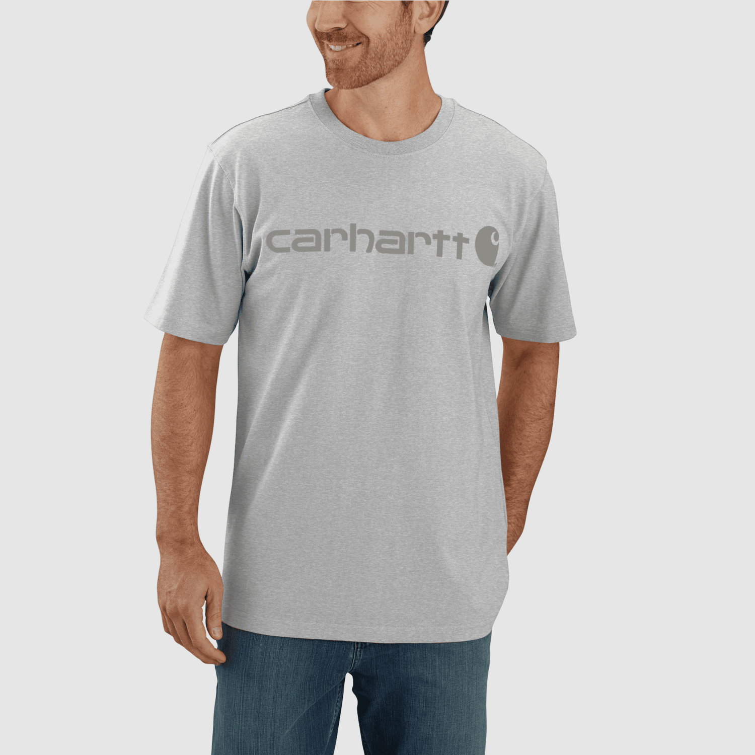 Carhartt Dearborn Relaxed Logo T-Shirt Heren Heather Gray/Gray L