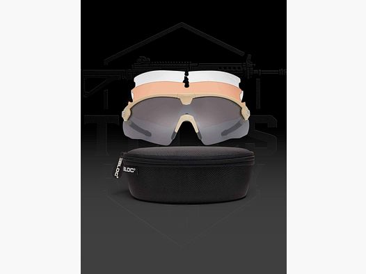 BLOC Lynx Ballistic Antifog beschermbril, set met 3 lenzen, FDE