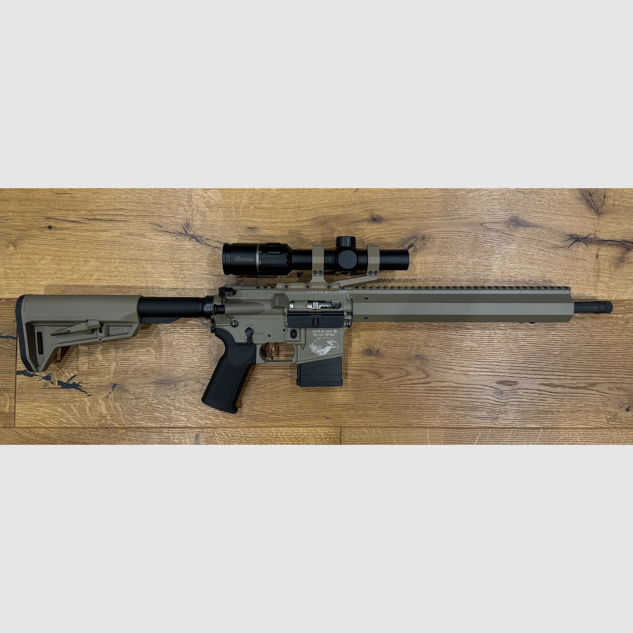 Tippmann M4-22 Elite GS Eagle FDE mit Burris ZF + Montage + Magpul Schaft