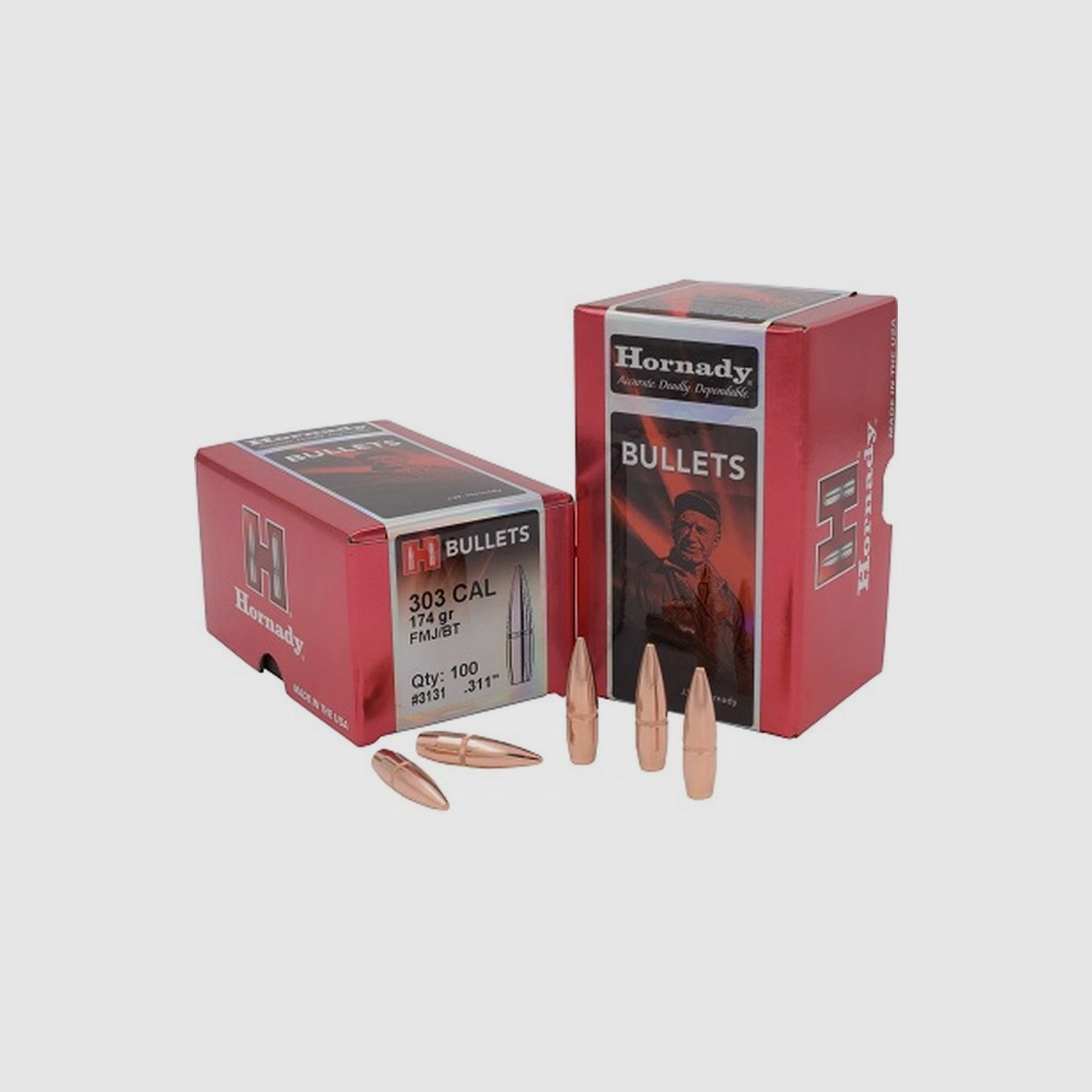 Boîte de 100 ogives Hornady 303 .310 174GR FMJ BT 3131