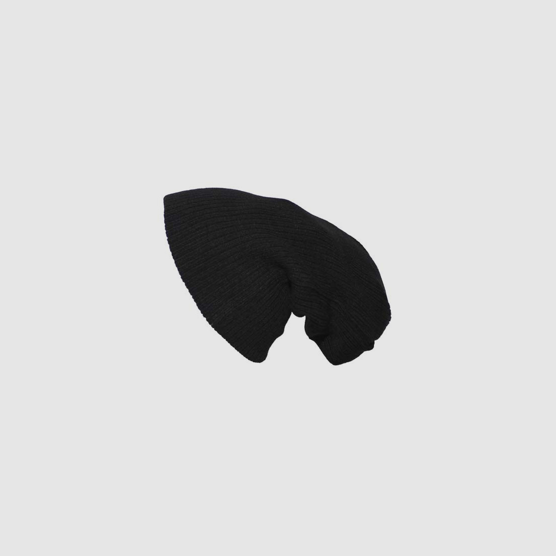 Strickmtze, "BEANIE", Rip, Acryl, schwarz, extra lang
