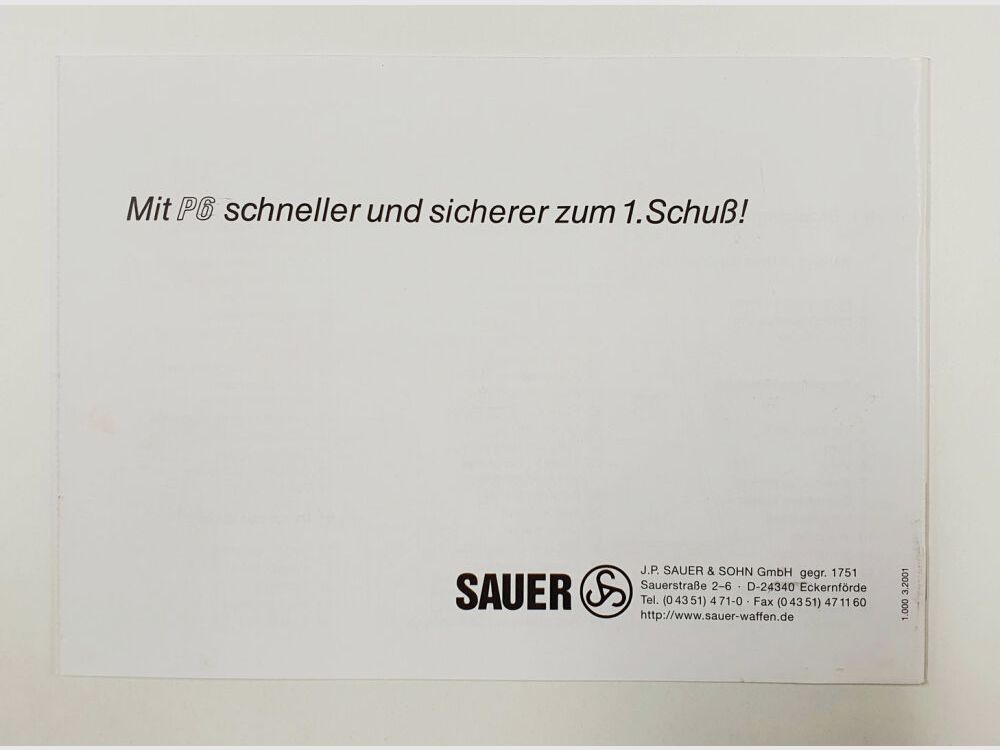 SIG Sauer Kurzbeschreibung und Bedienungsanleitung für die Pistole P6 / P225 9mm x 19 Zustand leicht gebraucht