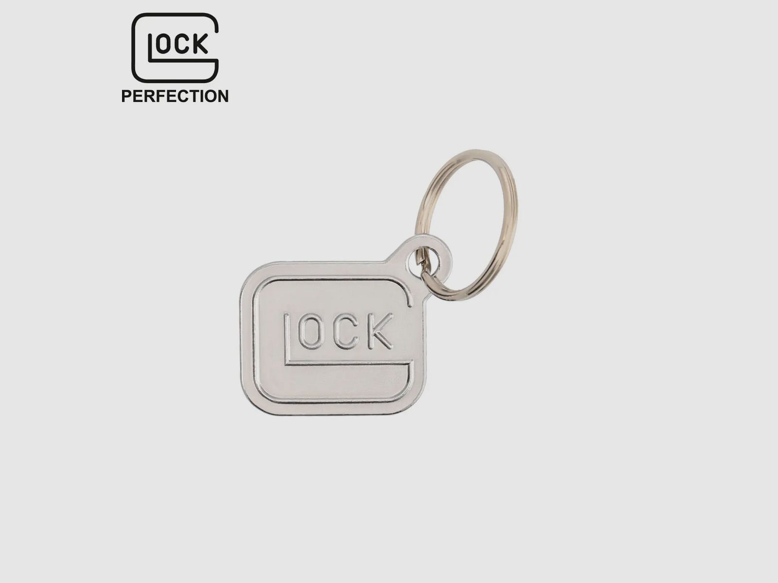 Glock Schlüsselanhänger „Logo“ – Metall verchromt – Silber – ca. 2,8 × 2,4 cm