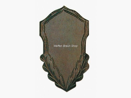 Gehörnbrett für Rehwild, 20X12 cm, geschnitzt, ohne Ausfräsung, dunkel