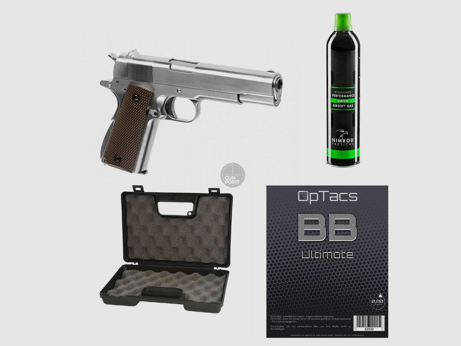SET !!! Softair - Pistole - WE - M1911 Full Metal V3 GBB silver - ab 18, ber 0,5 Joule