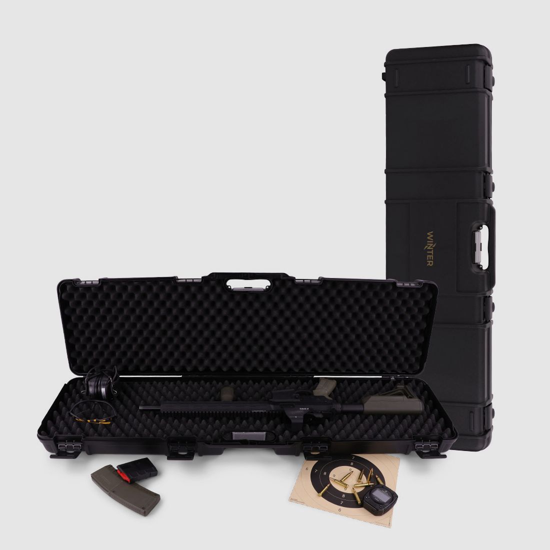 Custodia per fucile invernale W11 117 cm per 1 fucile lungo - plastica PP, 4 serrature push-pull, protuberanze (Notte)