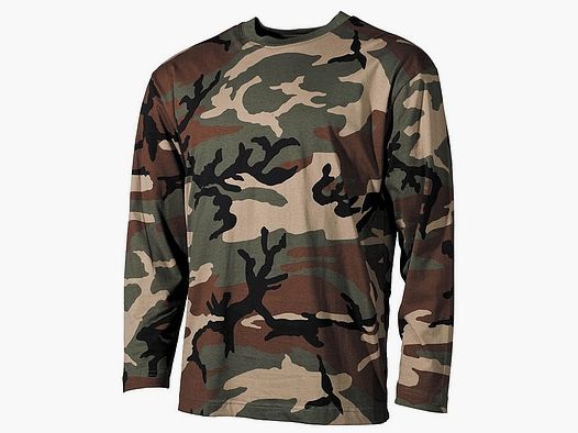 US Tarn-Shirt, langarm, woodland, 160g/m