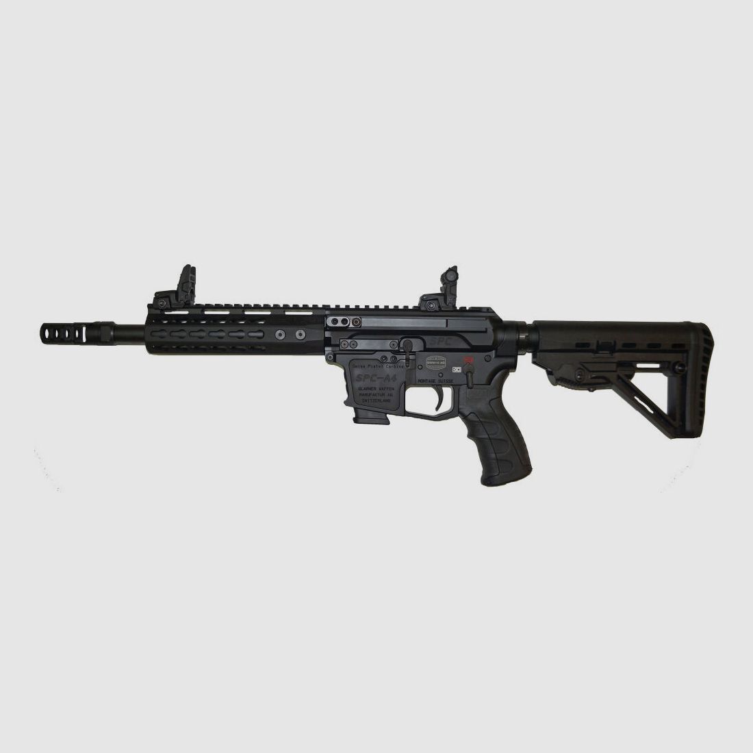 Schwaben Arms GmbH/GWMH Selbstladebüchse GWMH SPC-HUNTER A4 10" (SWISS PISTOL CARBINE) BLACK Kal.9x19 AR15 Glock Magazin