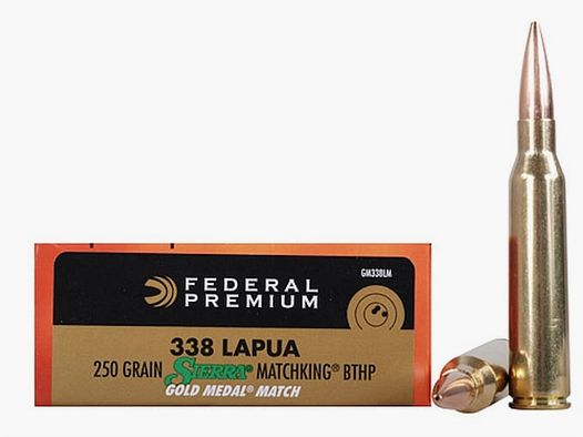 Federal Premium Gold Medal Sierra MatchKing .338 Lapua Mag. 250GR BTHP 20 cartridges