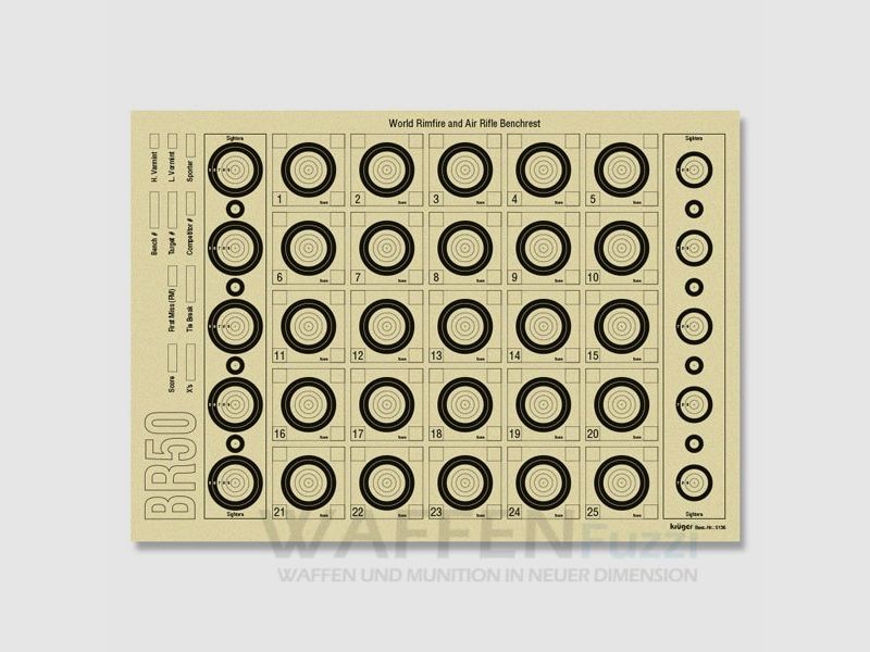 Benchrest Scheibe BR 50 Maße 42x29,7cm 100 St.