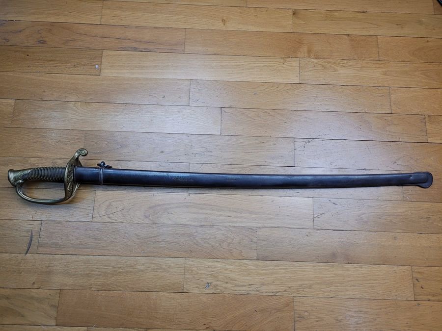 Guter Offiziersäbel der Infanterie mle 1855 – Kaiserliche Manufaktur Châtellerault aus Mai 1855 – Filigran – Horngriff – Scheide – sehr guter Zustand, Bild 16 von 16