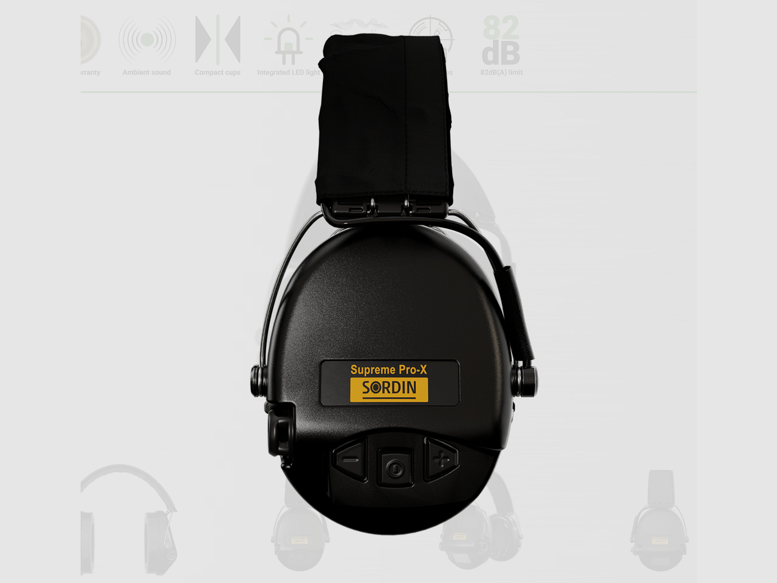 Sordin 75302-X-13-S Electronic Hearing Protection Supreme Black Pro X LED Headband