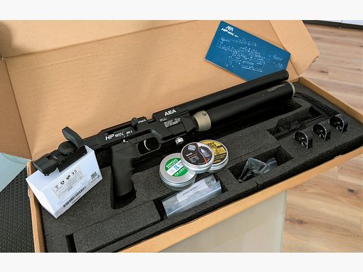 AEA HP Max MK2, original, neu und unbenutzt, inklusive Red Dot, 3 Magazine, Slugs, Diabolos x2