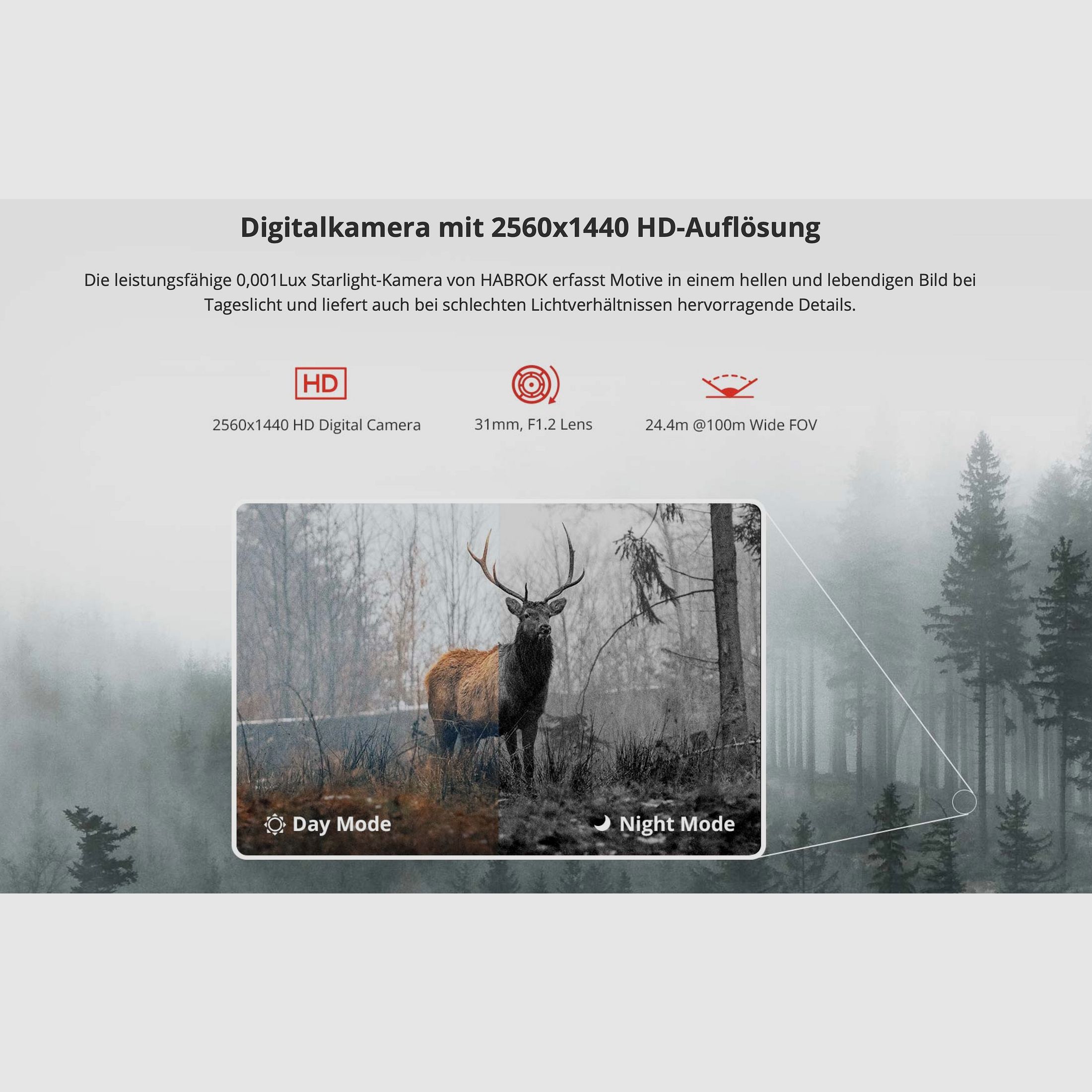 Hikmicro Binocular Habrok HQ35LN imagen térmica/visión nocturna/cámara digital 940Nm 2560 x 1440