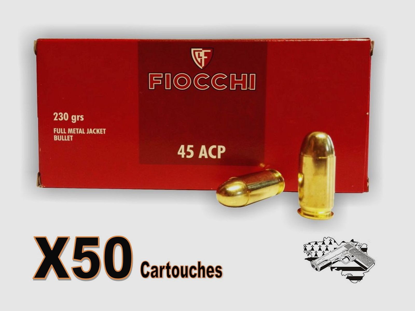 Fiocchi cal. 45 ACP FMJ 230 grs por 50, imagen 1 de 2