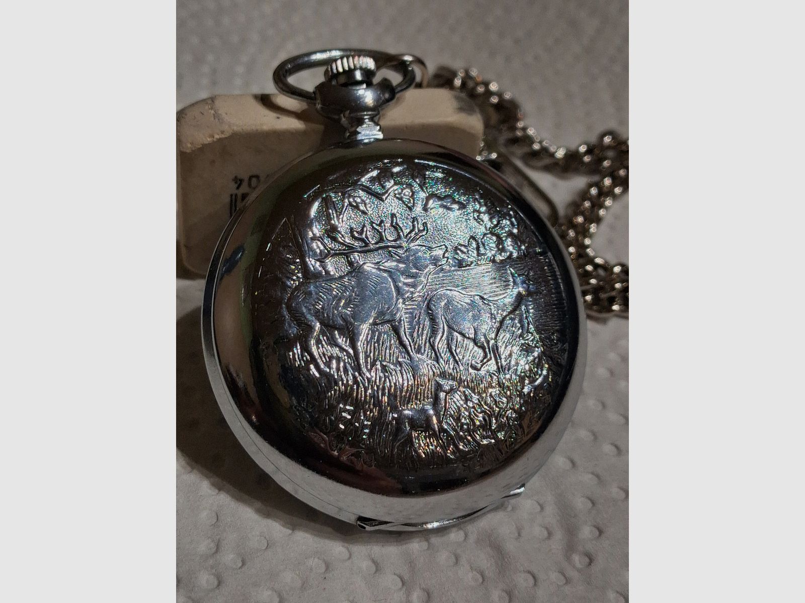 Taschenuhr mit Jagdmotiv 