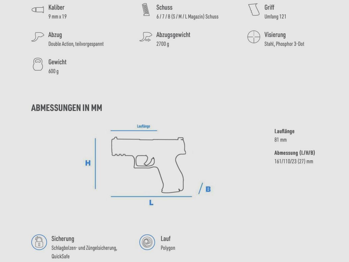 WALTHER 2807777 PPS M2 POLICE SET 9mm Luger 3.2" LL 9mm Luger