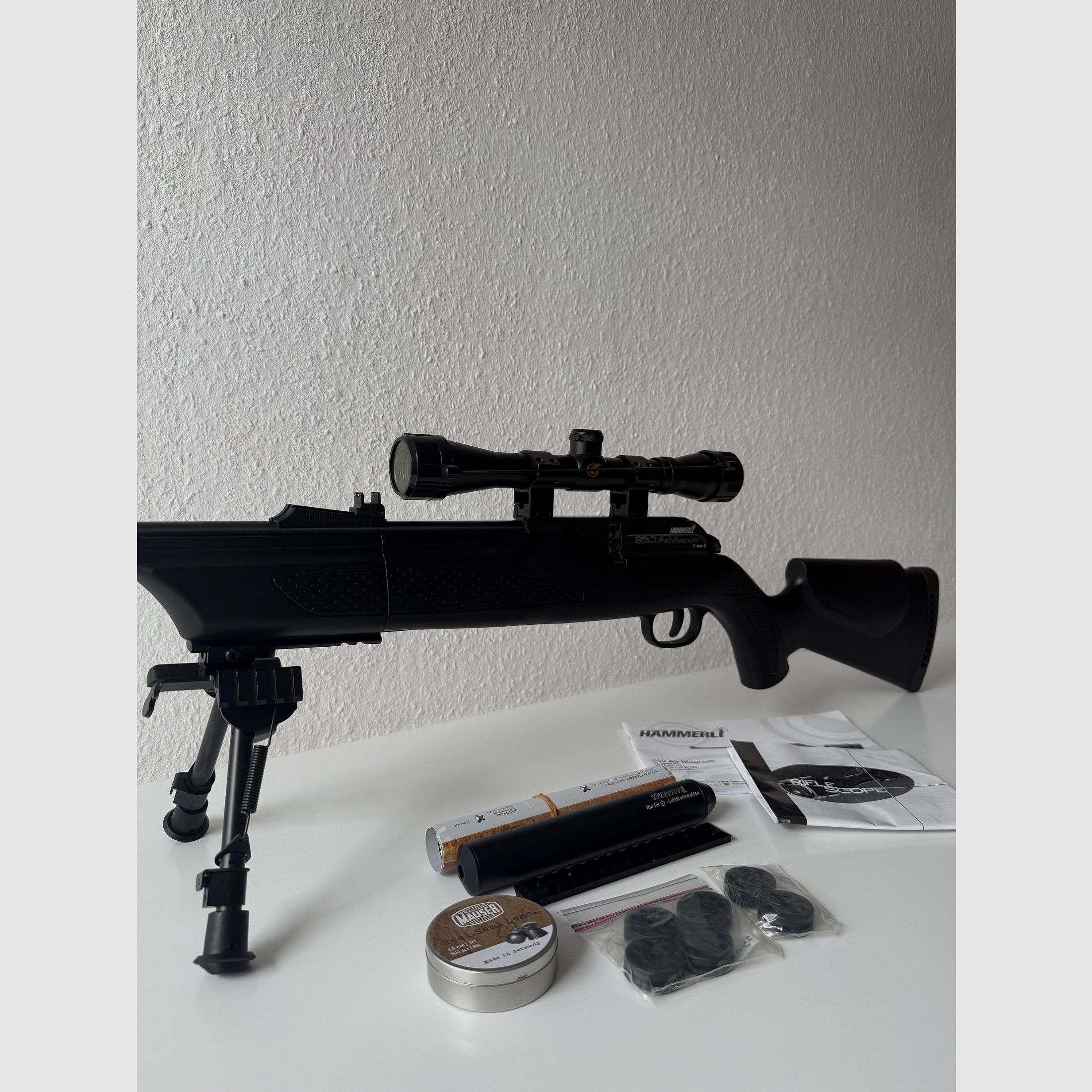 Hämmerli 850 AirMagnum + standaard + richtkijker + demper