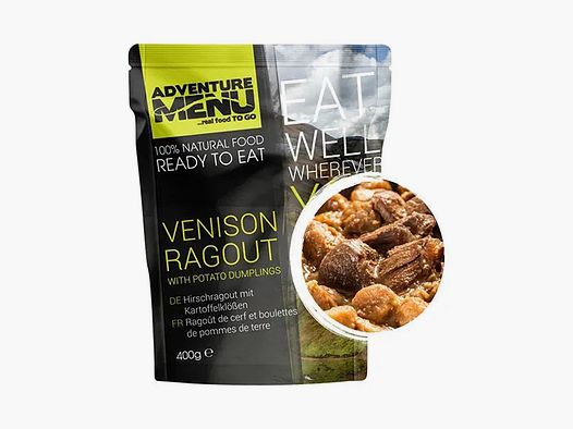Adventure Menu Hirschragout mit Kartoffelklößen
