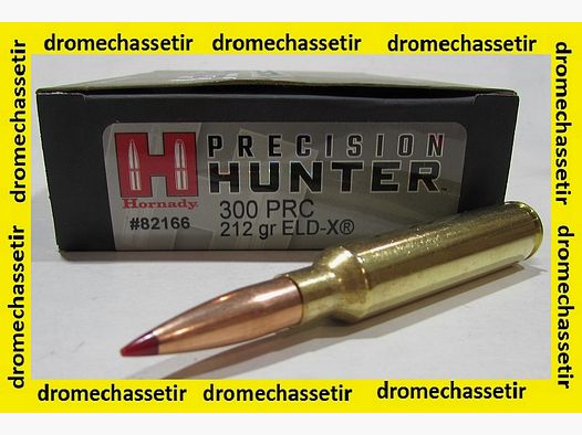 BOITE DE 20 CARTOUCHES HORNADY, CAL 300 PRC 212 GR ELD -X, 82166