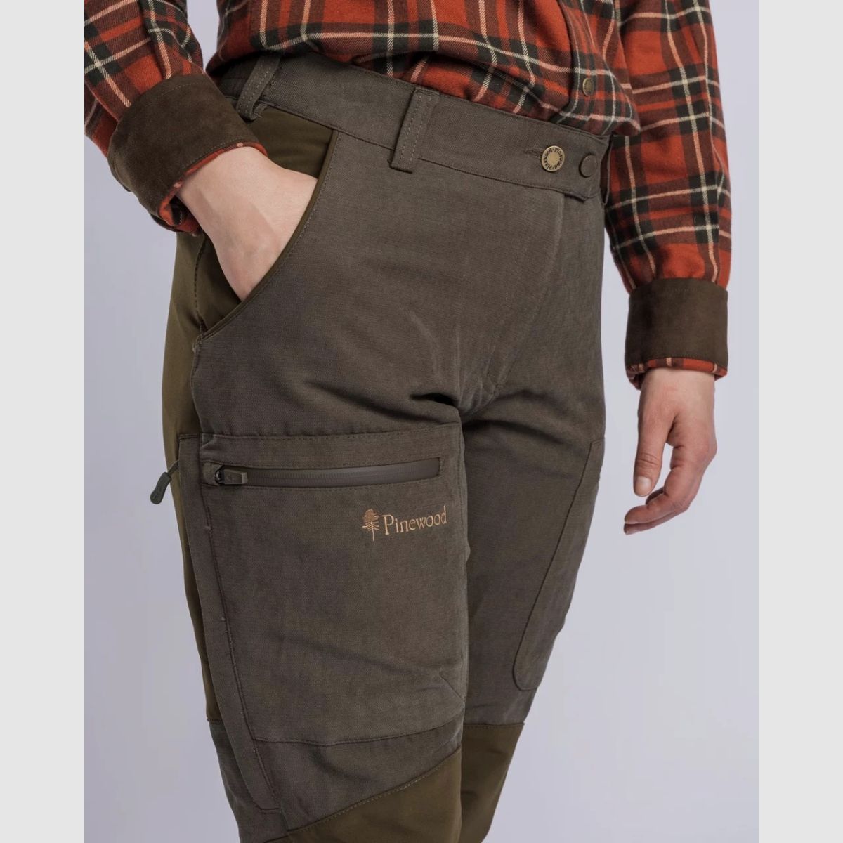 PINEWOOD Caribou Hunt Extrem Damenhose Suede Brown/ Dark Olive
