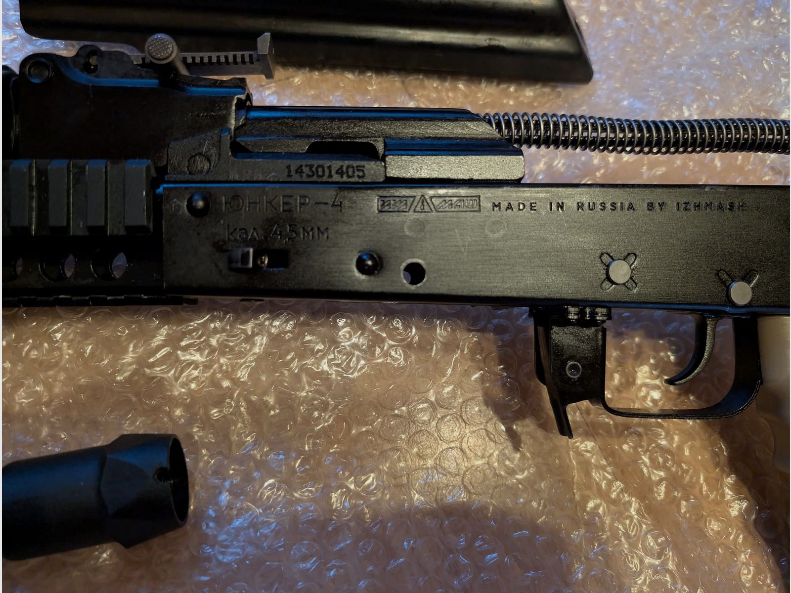 MWM Gillmann Yunker 4 CO22 AK74 fucile ad aria | Cal. 4,5 mm BB | Originale IZHMASH produzione | con impugnatura anteriore Picatinny & PK - 3 impugnature e compensatore decorativo