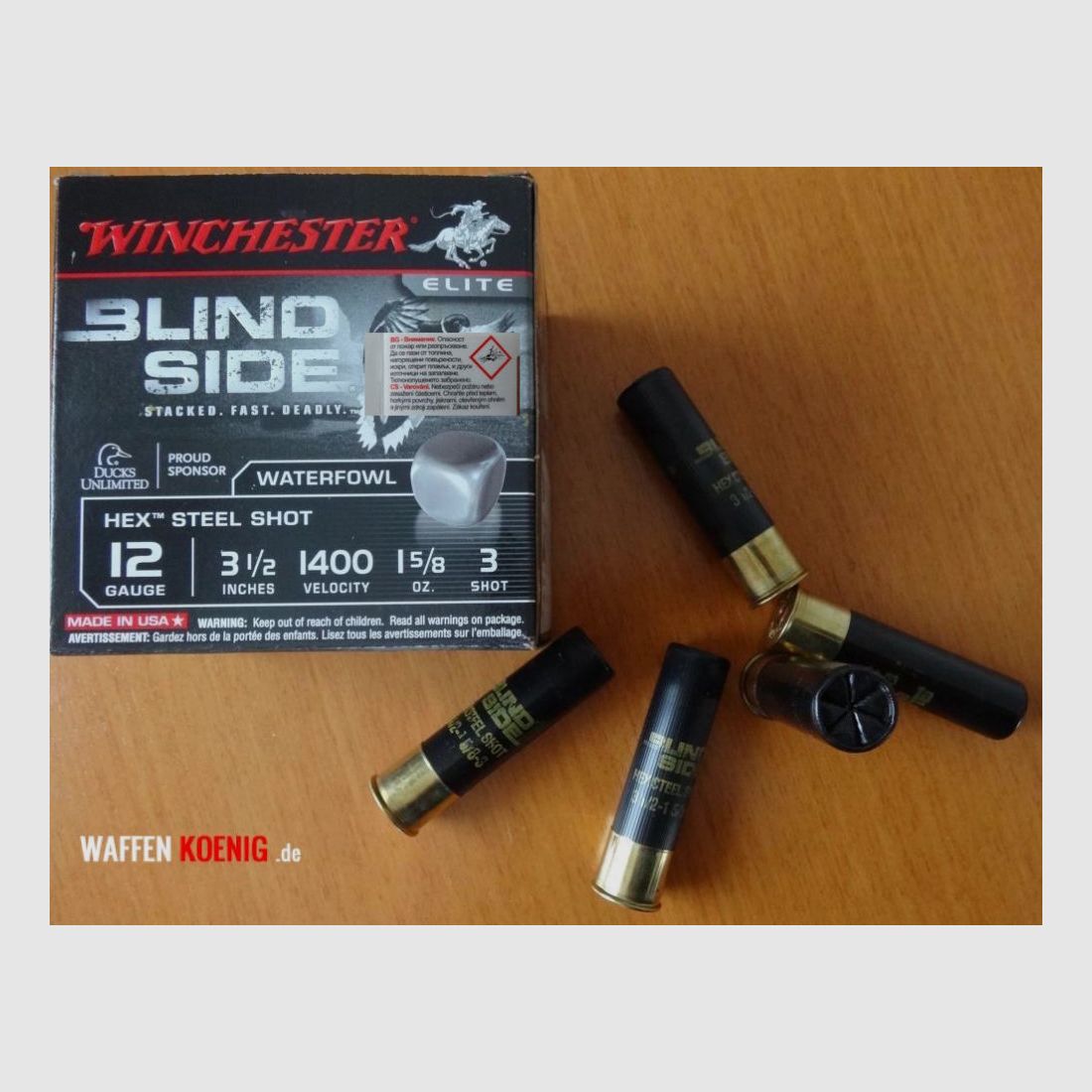 Winchester Winchester Stahl Schrotpatronen Blind Side 12/89-Körnung 3,5mm