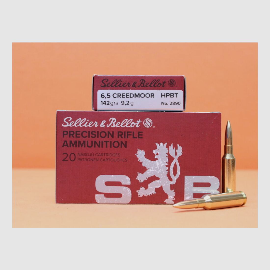Sellier & Bellot Cartridge 6.5mm Creedmoor S&B/ Sellier & Bellot 142grs HPBT OTM Match VE 20 Cartridges/ 9.2g Hollow Point, image 1 of 2