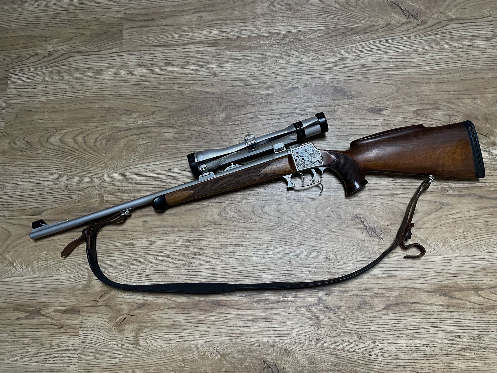 Wüthrich Blockbüchse 7.65 R, Linksschaft mit ZF Zeiss 