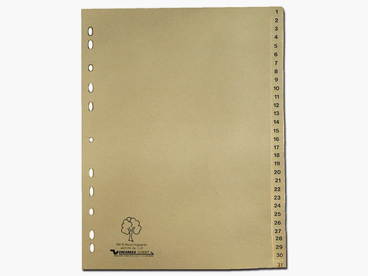 Diverse Papier-Register numerisch