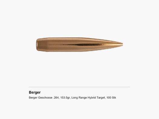 Berger Bullets .264, 153.5gr, Long Range Hybrid Target, 100 pcs