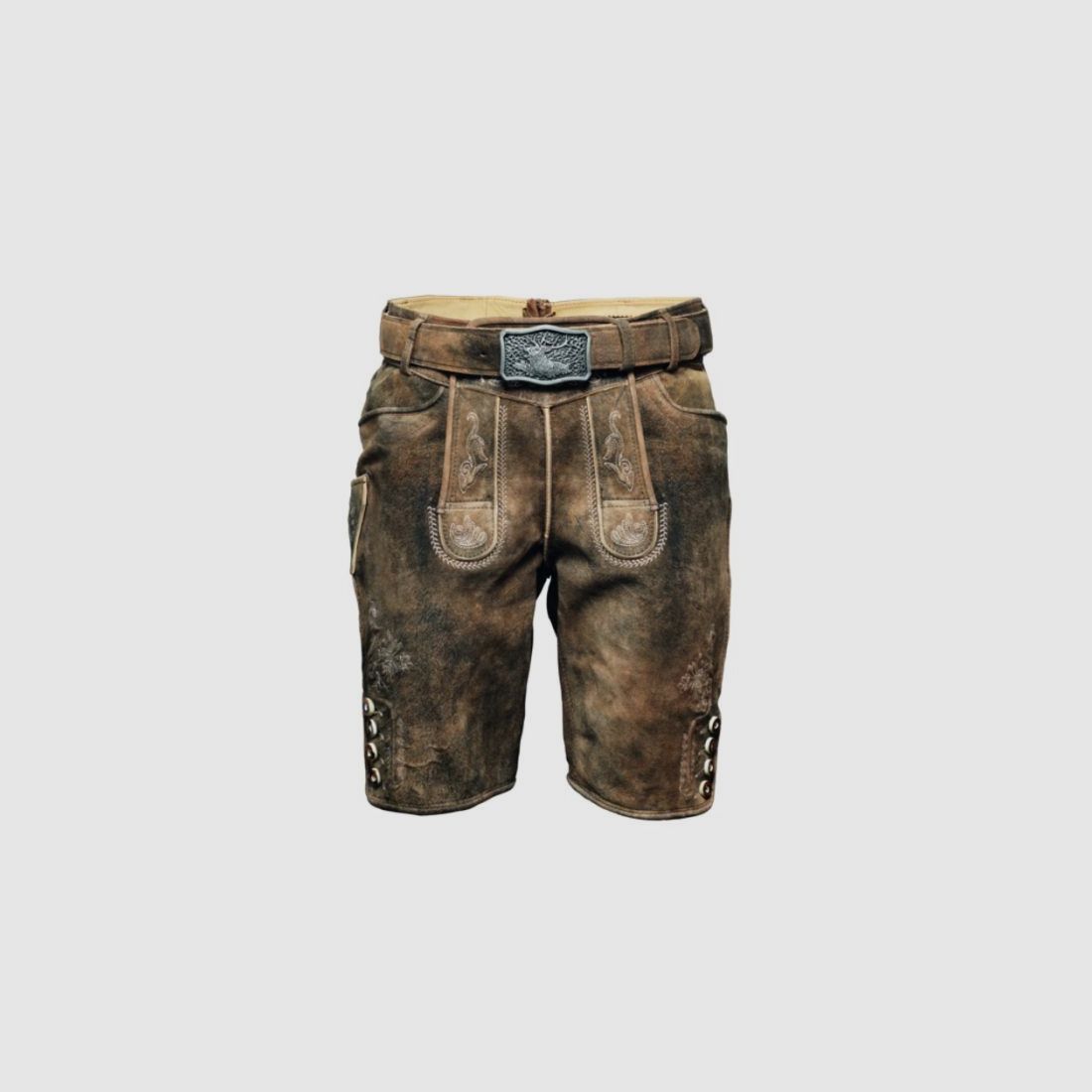 Kettner H-Lederhose Arno mit Gürtel | steingrau, Bild 1 von 2