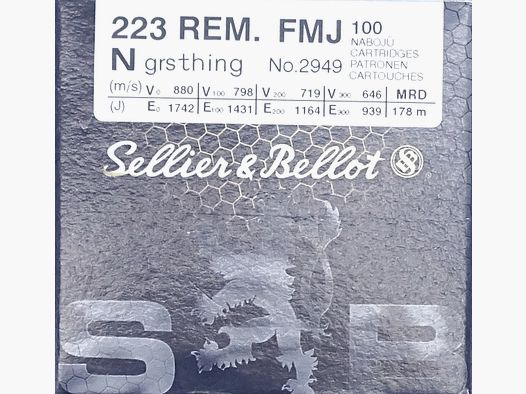 Sellier & Bellot .223rem FMJ 55grs - 100 shots