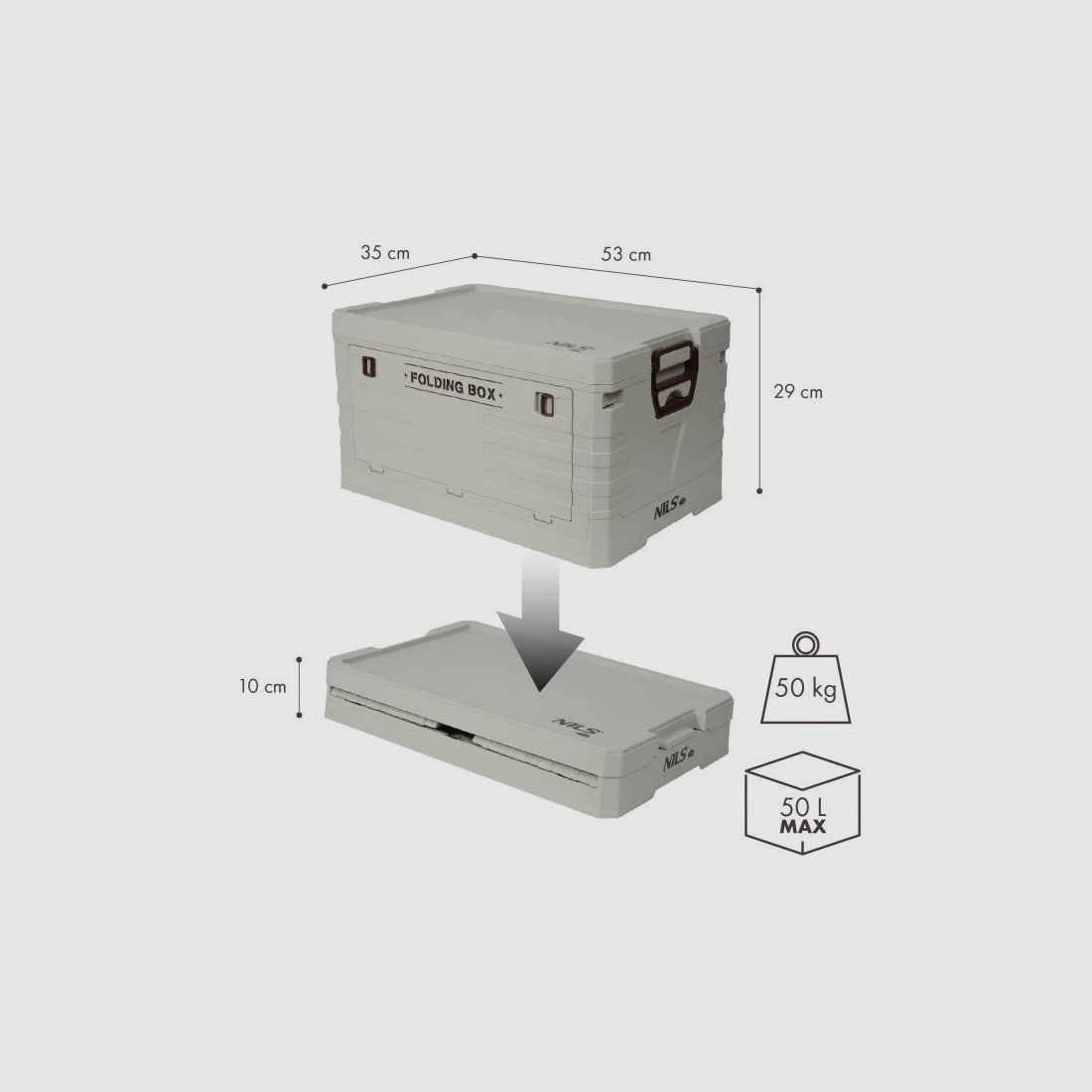NILS folding crate with lid 50 L white, image 2 of 15
