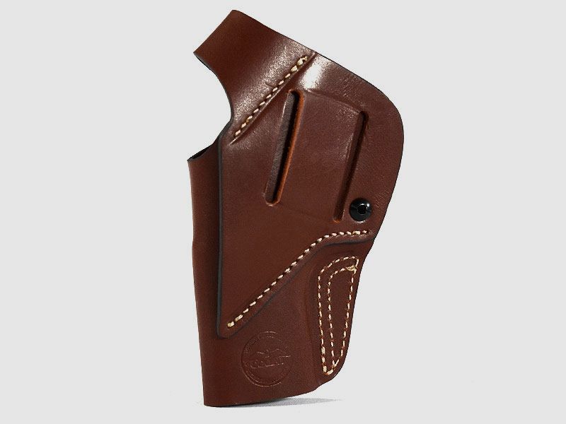 FALCO Holster de revolver, cuir marron MAIN DROITE, pour S&W Security Special 4" (cadre S&W K+L jusqu'à 4,25" de canon)