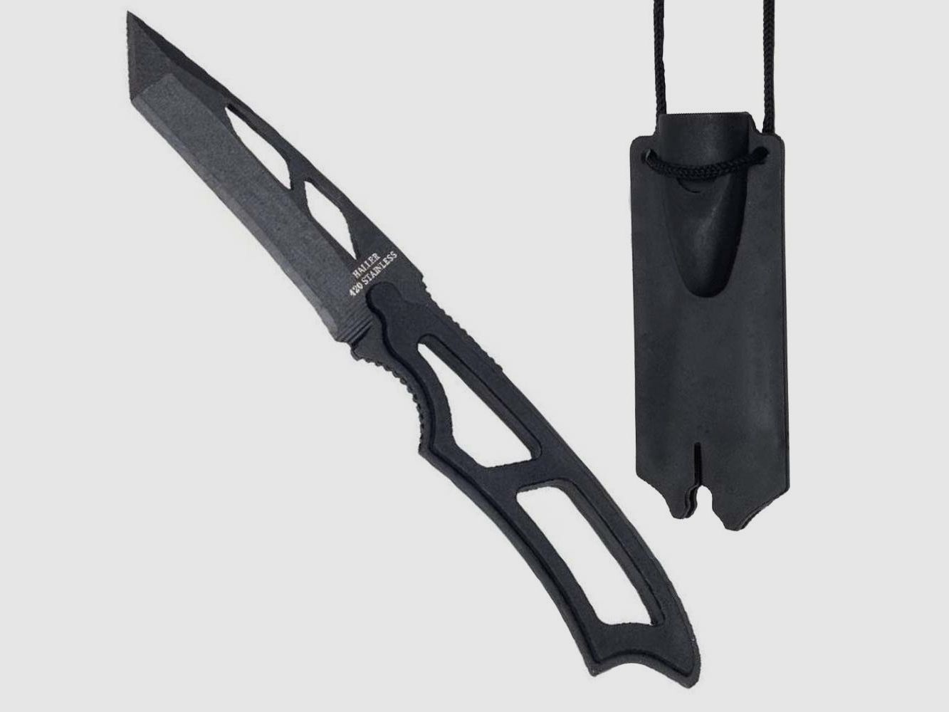 Neck knife with tanto blade
