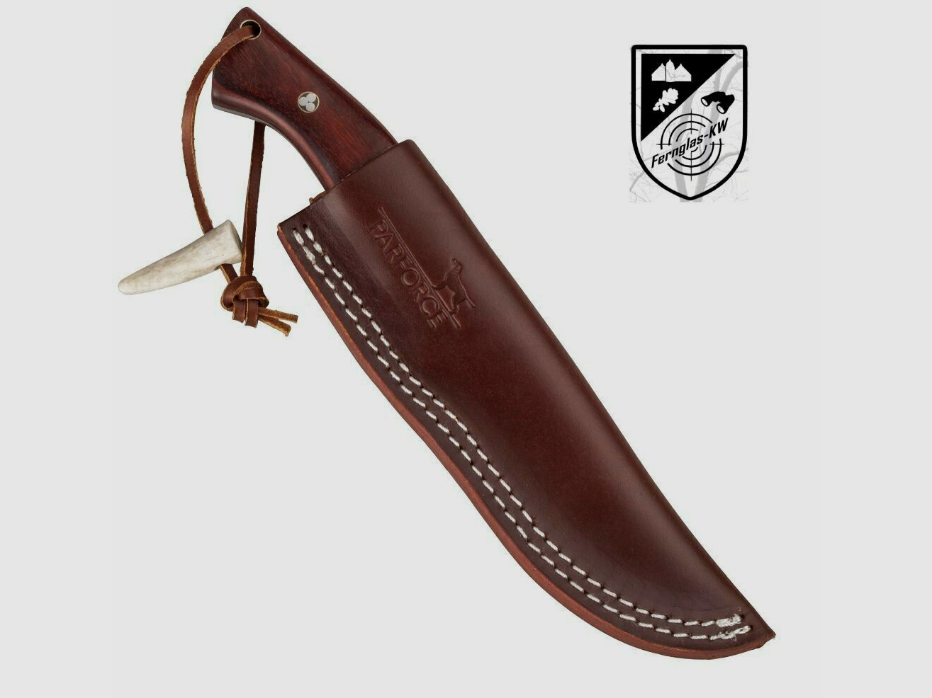 Cuchillo Parforce Damast Rotmilan con funda de cuero