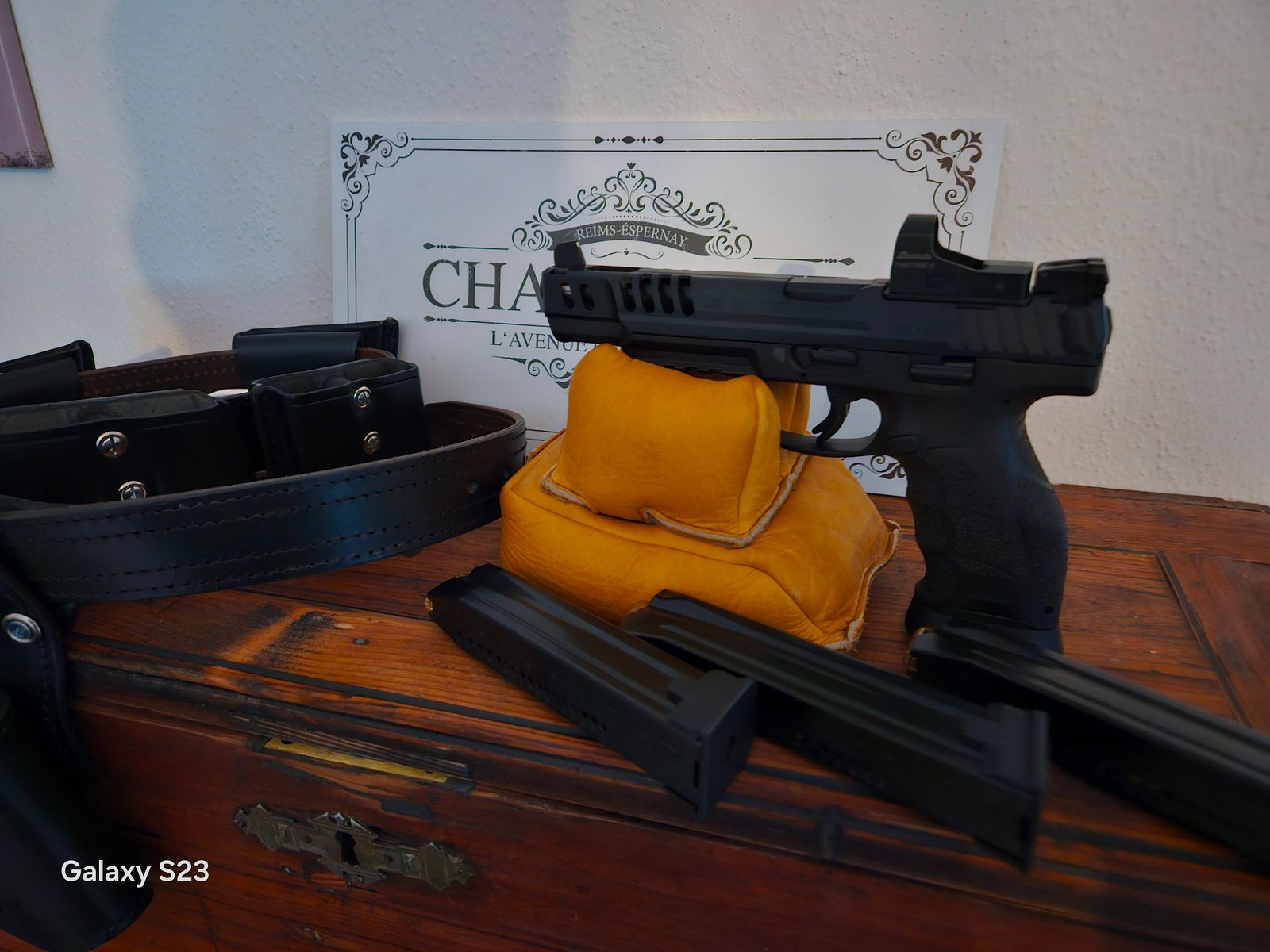 H&K SFP9 Match OR - larger rear sight & front sight - Burris - 8 magazines & Sickinger belt - also trade for watch!