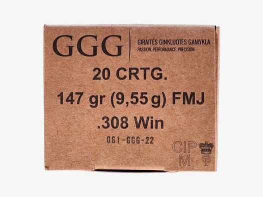 .308 Winchester FMJ 147grs./9.55g (20 shots)