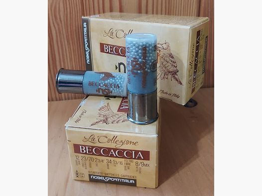 NOBEL SPORT BACCACCIA MUNITION KAL. 12 BLEI 8/9 MIX 34 GRAMM