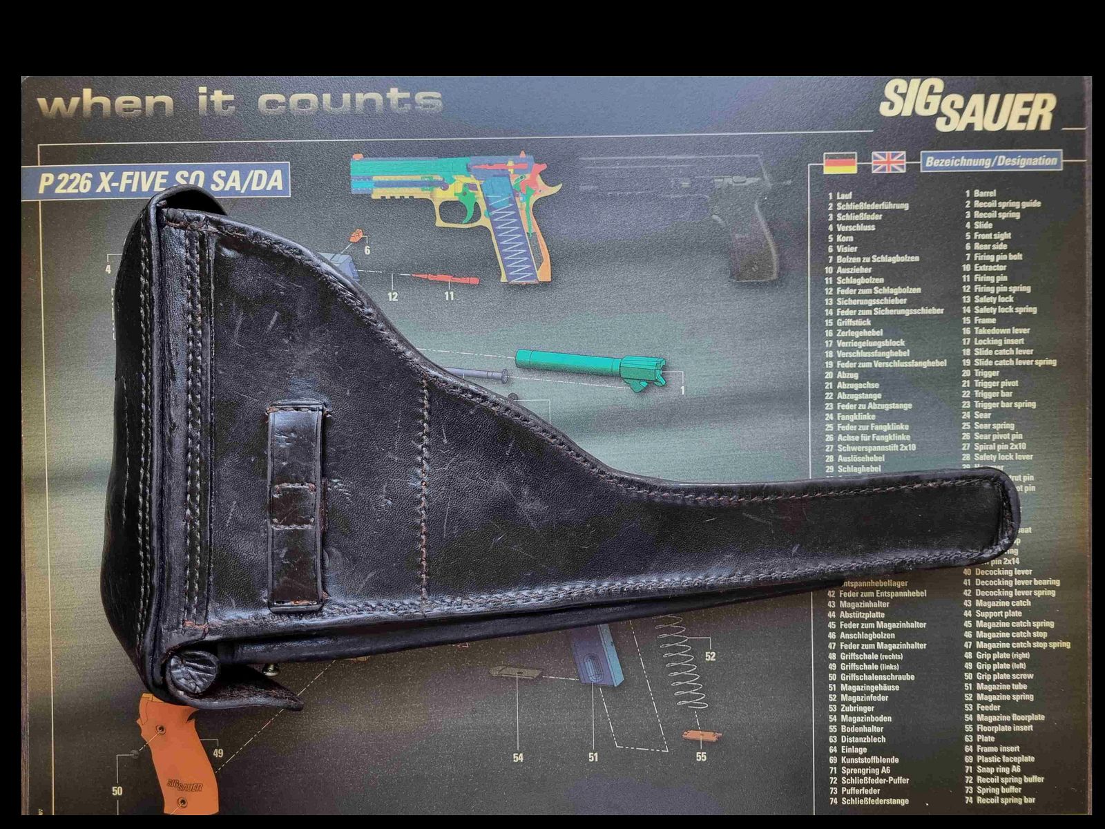 1915 DWM P08 Artillerie Leder-Holster von Steinmetz Breslau (B.A.X.) / Preis ist VHB