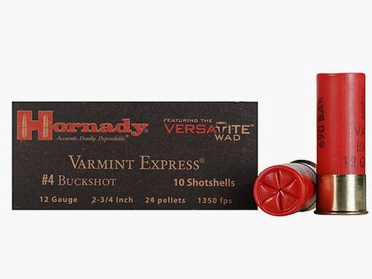 Hornady Shotgun Cartridge Varmint Express .12/70 28g Buckshot 6mm 10 Cartridges